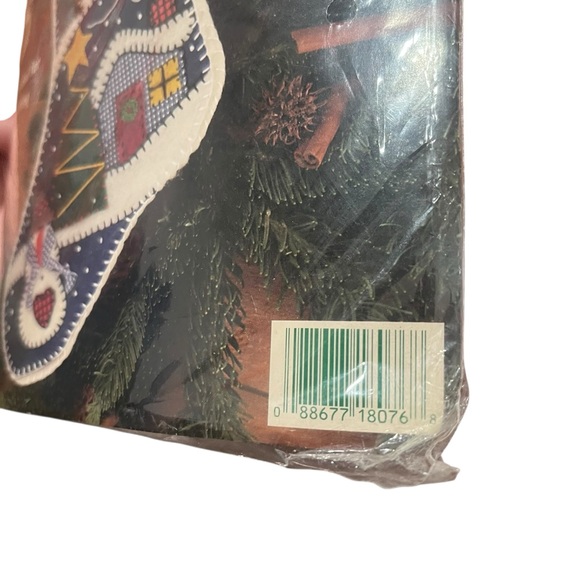 VTG Sunset Felt Fabric Snowy Church Scene Christmas Patchwork Stocking 18076 NIP - Picture 5 of 6